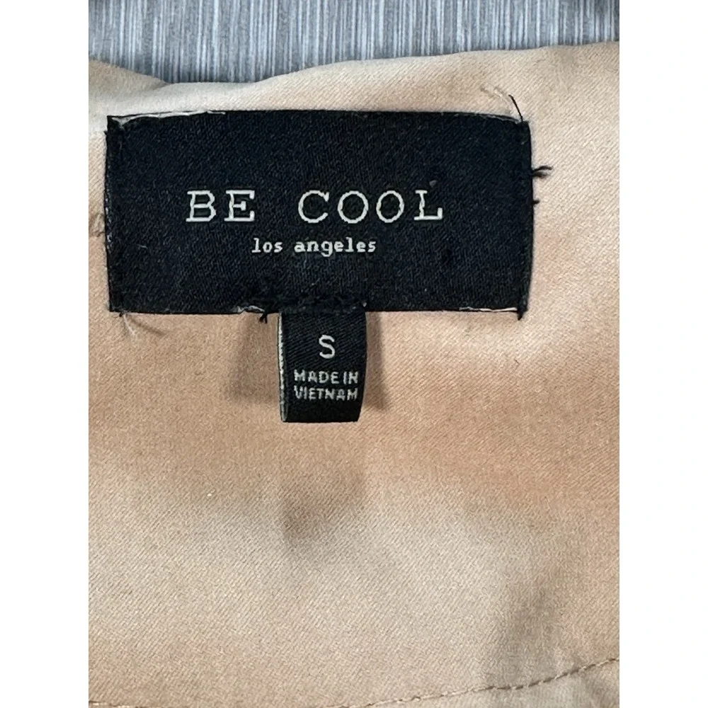 Be‎ Cool Utility Jacket Hood & Open Front Faux Suede Coat Adj Sleeves Size Small